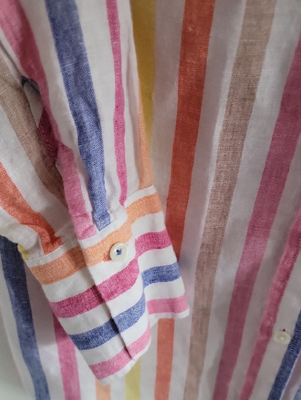 Talbots Linen Boyfriend Shirt - Rockport Stripe - Picture 6 of 9